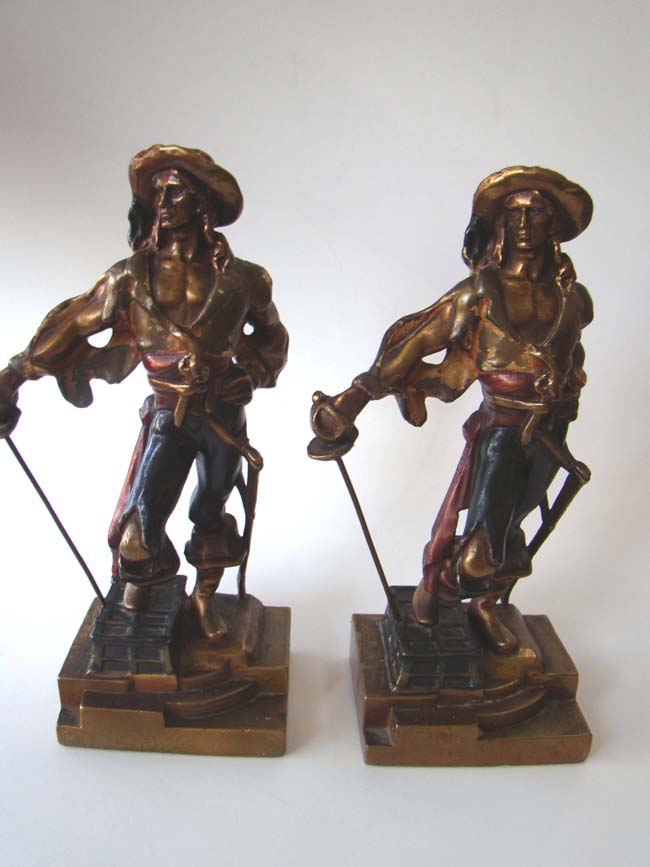 A wonderful pair of Swashbuckler/Pirate bookends by Armor Bronze Co. circa 1928